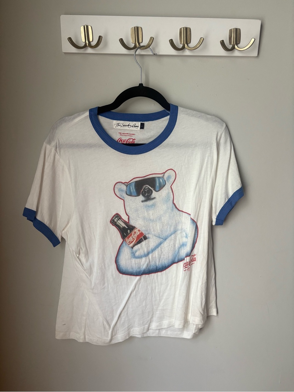 The Laundry Room Polar Bear Coca Cola Perfect Ringer Tee in White & Blue.